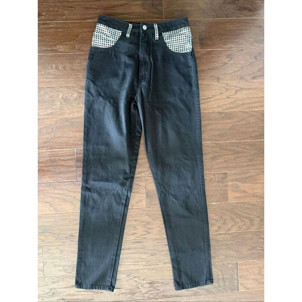 Vintage Corniche Black Sequin Print Jeans 11/12